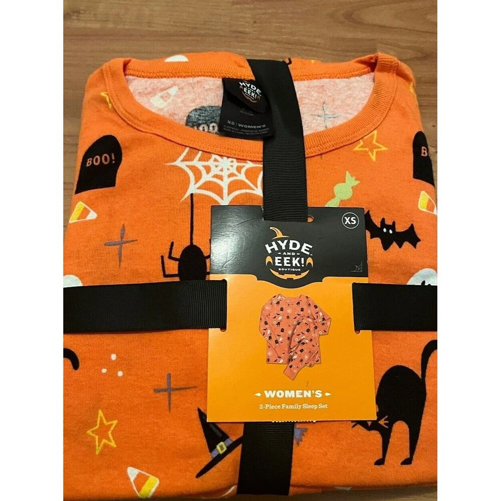 Hyde And EEK Boutique Women's 2-Piece Family Sleep Set Pajamas Size XS Orange - Picture 1 of 12